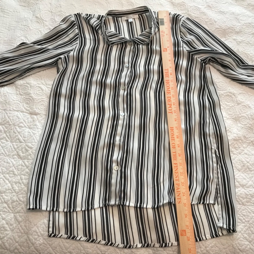 Spense Button Down Long-Sleeved Blouse, Black And… - image 8